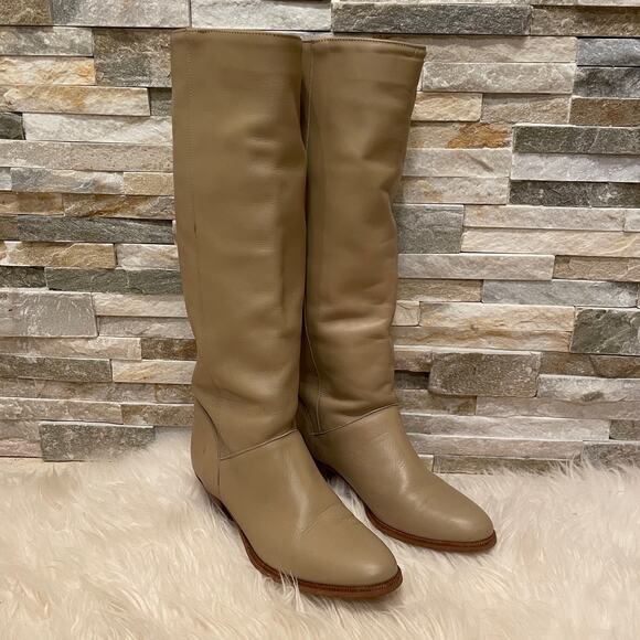 Vintage Frye 7.5N Tall Leather Riding Boots | Beige Equestrian, USA, Rare 1970s - Picture 7 of 13